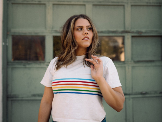 Horizontally stripped t-shirt